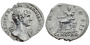 Hadrianus 117-138 Denarius, Rome, 118, AG ... 