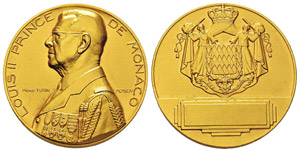 Monaco, Louis II 1922-1949 Médaille en or, ... 