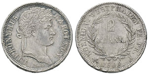 Germany, Westfalie, 2 Francs, Paris, 1808 J, ... 