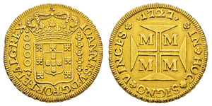 Brazil, Joao V 1706-1750 10000 Reis, 1727 M, ... 