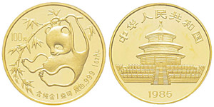 China, 100 Yuan, 1985, AU 31.1 g. 999‰ Ref ... 
