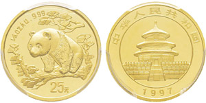 China, `25 Yuan, 1997, AU 7.77 g. 999‰ Ref ... 