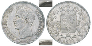 France, Charles X 1824-1830 5 Francs Tranche ... 