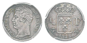 France, Charles X 1824-1830 1/4 Franc, ... 