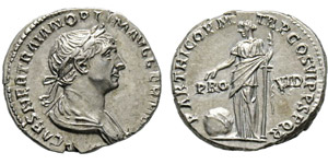 Traianus 98-117 Denarius, Rome, 114-117, AG ... 