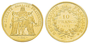 France, Piéfort or de 10 Francs Hercule, ... 