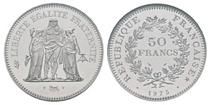 France, Piéfort de 50 francs Hercule, 1975, ... 