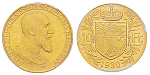 Liechtenstein, Franz I 1929-1938 10 Francs, ... 