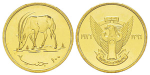 Sudan 100 Pounds, 1976, AU 33.43 g. 900‰ ... 