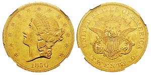 USA 20 Dollars, Philadelphie, 1850, AU 33.43 ... 