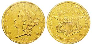 USA 20 Dollars, Philadelphie, 1851, AU 33.43 ... 
