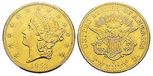 USA 20 Dollars, New Orleans, 1852 O, AU ... 