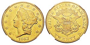USA 20 Dollars, New Orleans, 1853 O, AU ... 