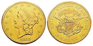 USA 20 Dollars, San Francisco, 1855 S, AU ... 