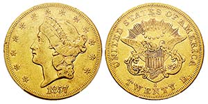 USA 20 Dollars, San Francisco, 1857 S, AU ... 
