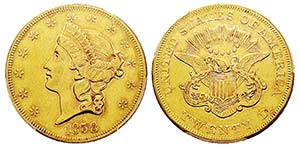 USA 20 Dollars, Philadelphie, 1858, AU 33.43 ... 