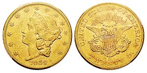 USA 20 Dollars, San Francisco, 1859 S, AU ... 