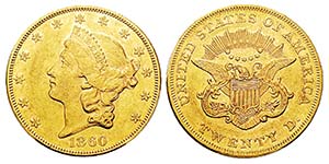 USA 20 Dollars, Philadelphie, 1860, AU 33.43 ... 