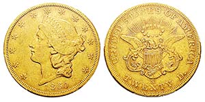 USA 20 Dollars, San Francisco, 1860 S, AU ... 