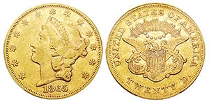 USA 20 Dollars, Philadelphie, 1865, AU 33.43 ... 