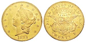 USA 20 Dollars, Philadelphie, 1873 OPEN 3, ... 