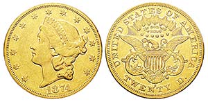 USA 20 Dollars, San Francisco, 1874 S, AU ... 