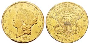 USA 20 Dollars, Carson City, 1875 CC, AU ... 