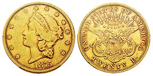 USA 20 Dollars, San Francisco, 1875 S, AU ... 