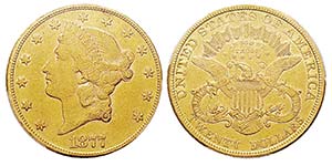 USA 20 Dollars, Philadelphie, 1877, AU 33.43 ... 