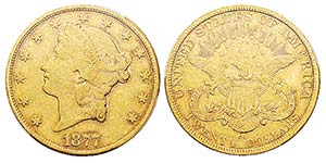 USA 20 Dollars, Carson City, 1877 CC, AU ... 