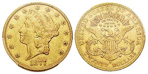 USA 20 Dollars, San Francisco, 1877 S, AU ... 