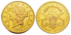 USA 20 Dollars, San Francisco, 1879 S, AU ... 