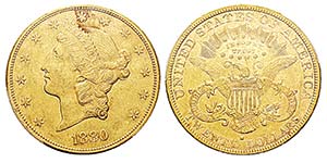 USA 20 Dollars, San Francisco, 1880 S, AU ... 