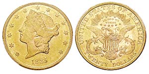 USA 20 Dollars, San Francisco, 1885 S, AU ... 
