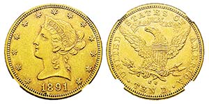 USA 10 Dollars, Carson City, 1891 CC, AU ... 