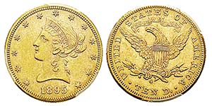 USA 10 Dollars, New Orleans, 1895 O, AU 16.7 ... 