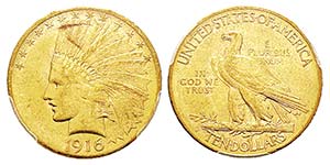 USA 10 Dollars, San Francisco, 1916 S, AU ... 