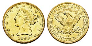 USA 5 Dollars, Carson City, 1890 CC, AU 8.34 ... 