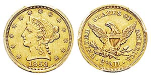 USA 2.5 Dollars, Philadelphie, 1853, AU 4.18 ... 