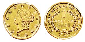 USA 1 Dollar, New Orleans, 1851 O, AU 1.67 ... 