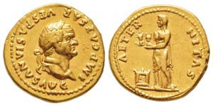 Vespasianus 69-79 après J.-C.  Aureus, ... 