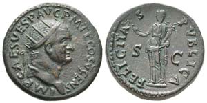 Vespasianus 69-79 après J.-C.  Dupondius, ... 