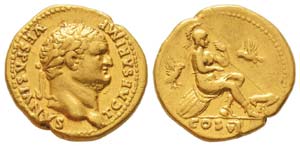 Titus 79-81 Aureus, Rome, 79-80, AU 7.26 g. ... 