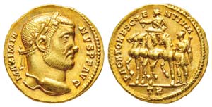 Maximianus Hercules 286-310 Aureus, Augusta ... 