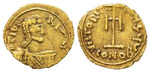 Tiberius III 698-705 Tremissis, Syracuse, AU ... 