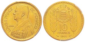 Monaco, Louis II 1922-1949 10 Francs Essai, ... 