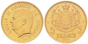 Monaco, Louis II 1922-1949 5 Francs Essai ... 