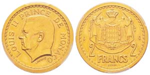 Monaco, Louis II 1922-1949 2 Francs Essai ... 
