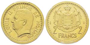Monaco, Louis II 1922-1949 2 Francs Essai, ... 