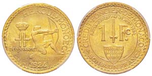 Monaco, Louis II 1922-1949 1 Franc 1924, ... 